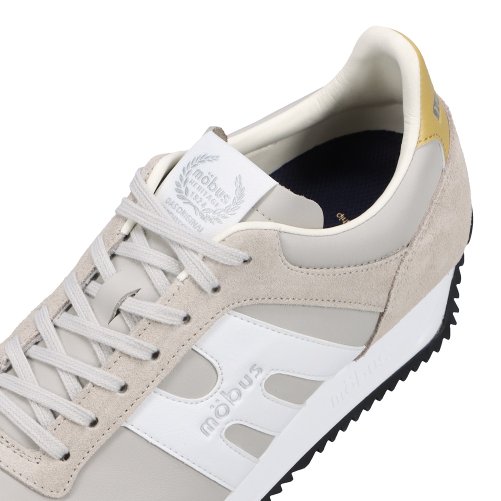 mobus モーブス 抗菌防臭カジュアルスニーカー メンズ グレー×ホワイト
