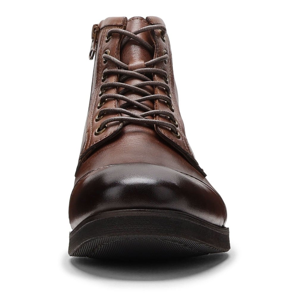 RAUDi ラウディ サイドジップ付レースアップブーツ ブラウン メンズ