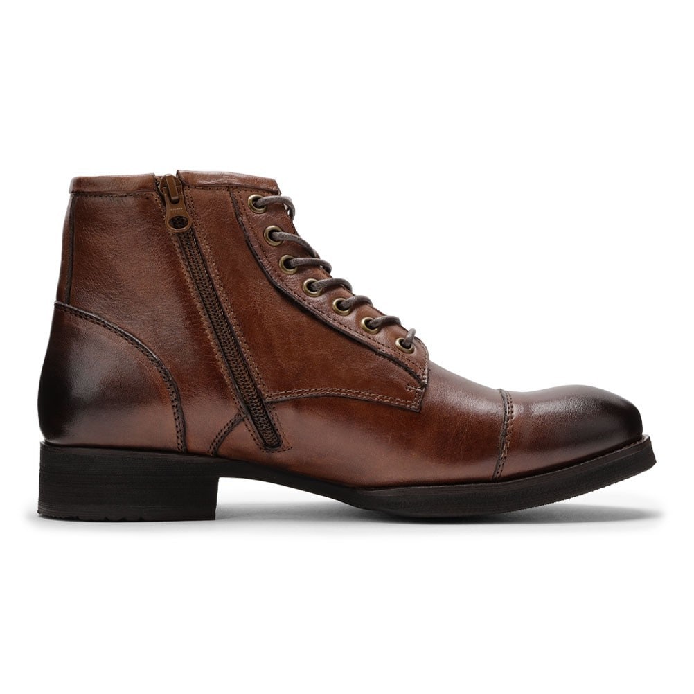 RAUDi ラウディ サイドジップ付レースアップブーツ ブラウン メンズ