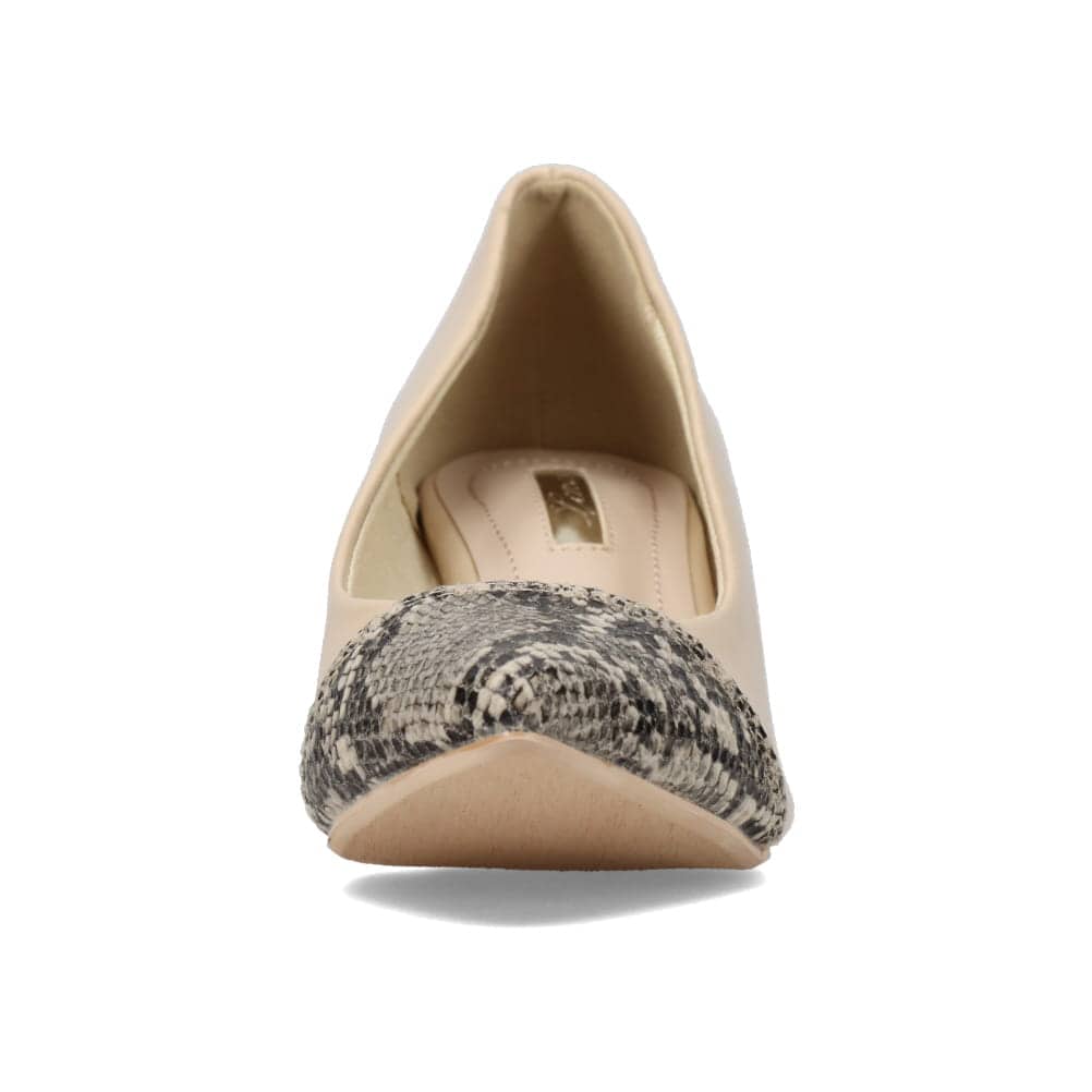 異素材チャンキーヒールパンプス