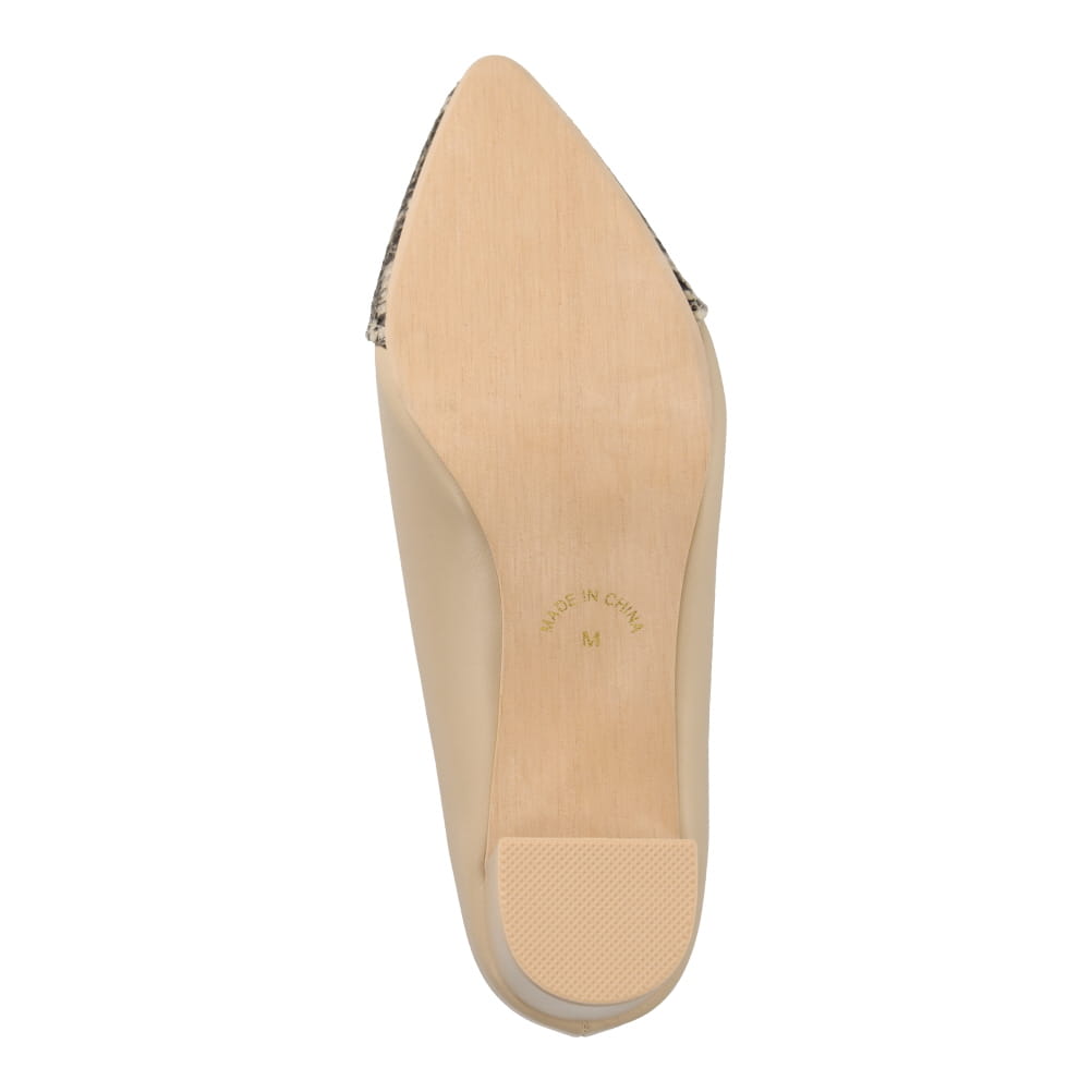 異素材チャンキーヒールパンプス