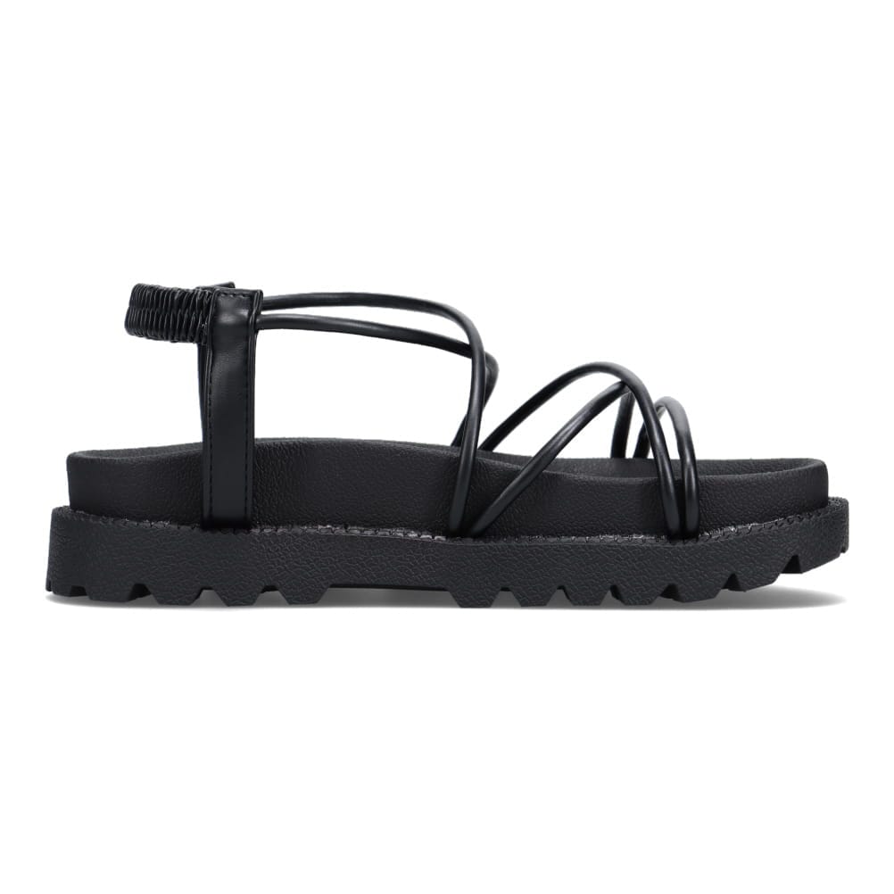 Lena レナ 細めストラップフラットサンダル レディース ブラック | 靴