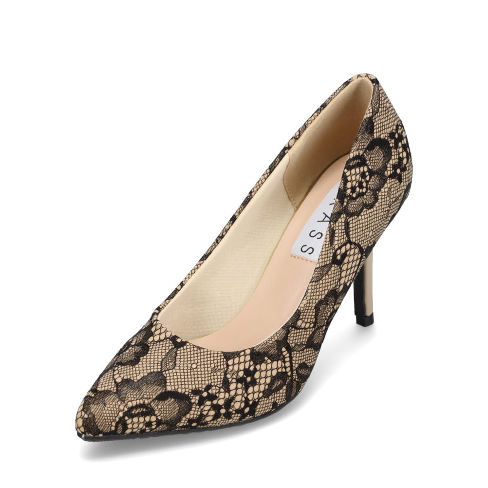 ベージュ スエード ポインテッドトゥパンプス