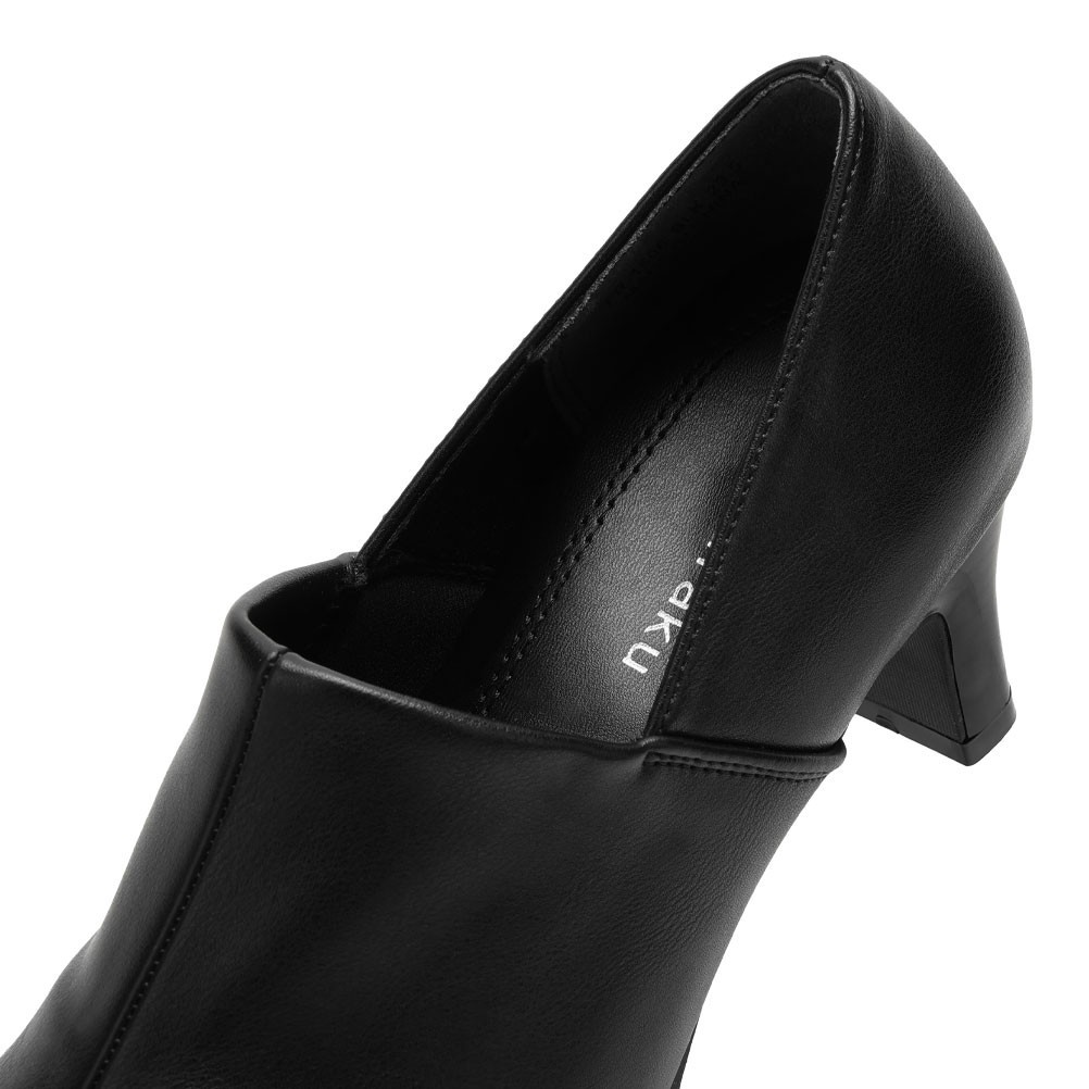 スクエアトゥ(ベーシックパンプス)幅広 3E 防水 甲深ブーティ＜5.0cmヒール＞【21.5cm～25.5cm】