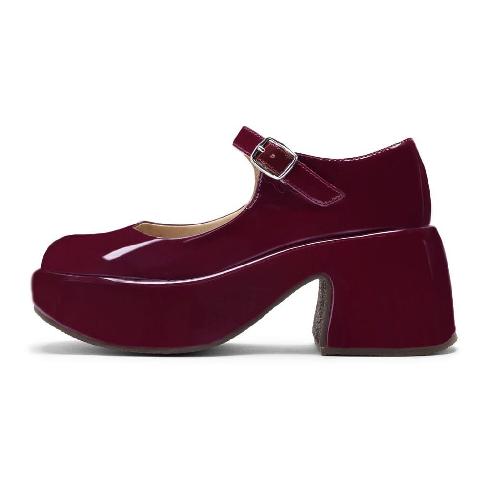 厚底おでこストラップパンプス