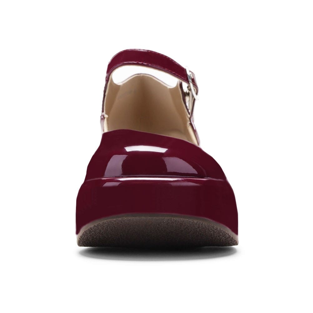 厚底おでこストラップパンプス