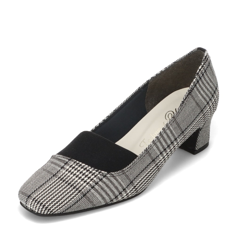 スクエアトゥローヒールパンプス