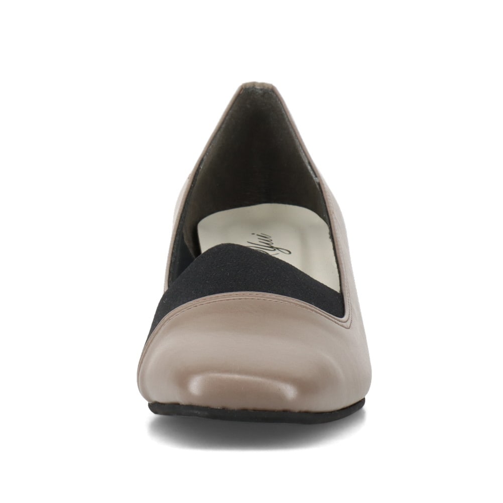 スクエアトゥローヒールパンプス