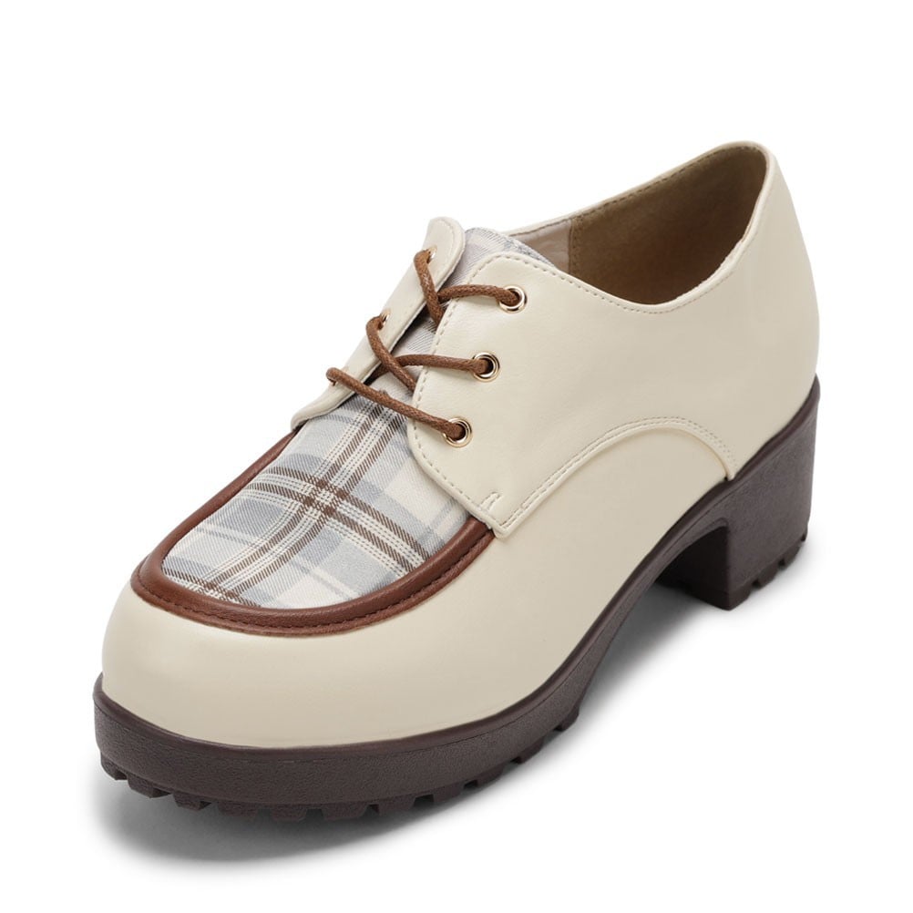 Zipper ジッパー レースアップカジュアルシューズ アイボリー