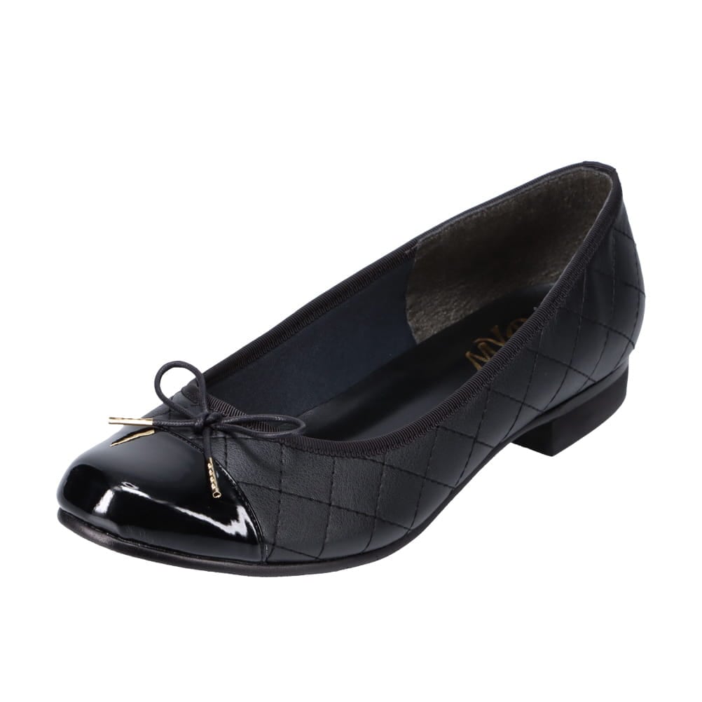 bibiy バレエシューズ 黒 リボン付き Mサイズ リボン 付き 合皮