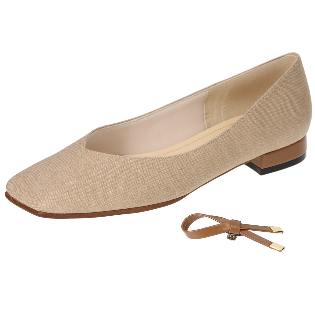 リボン スクエアトゥパンプス