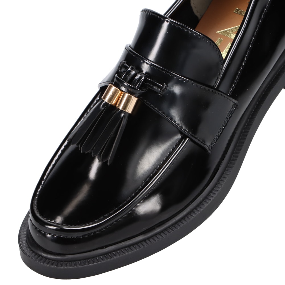 Lena レナ タッセル付きローファー ブラック | 靴（シューズ