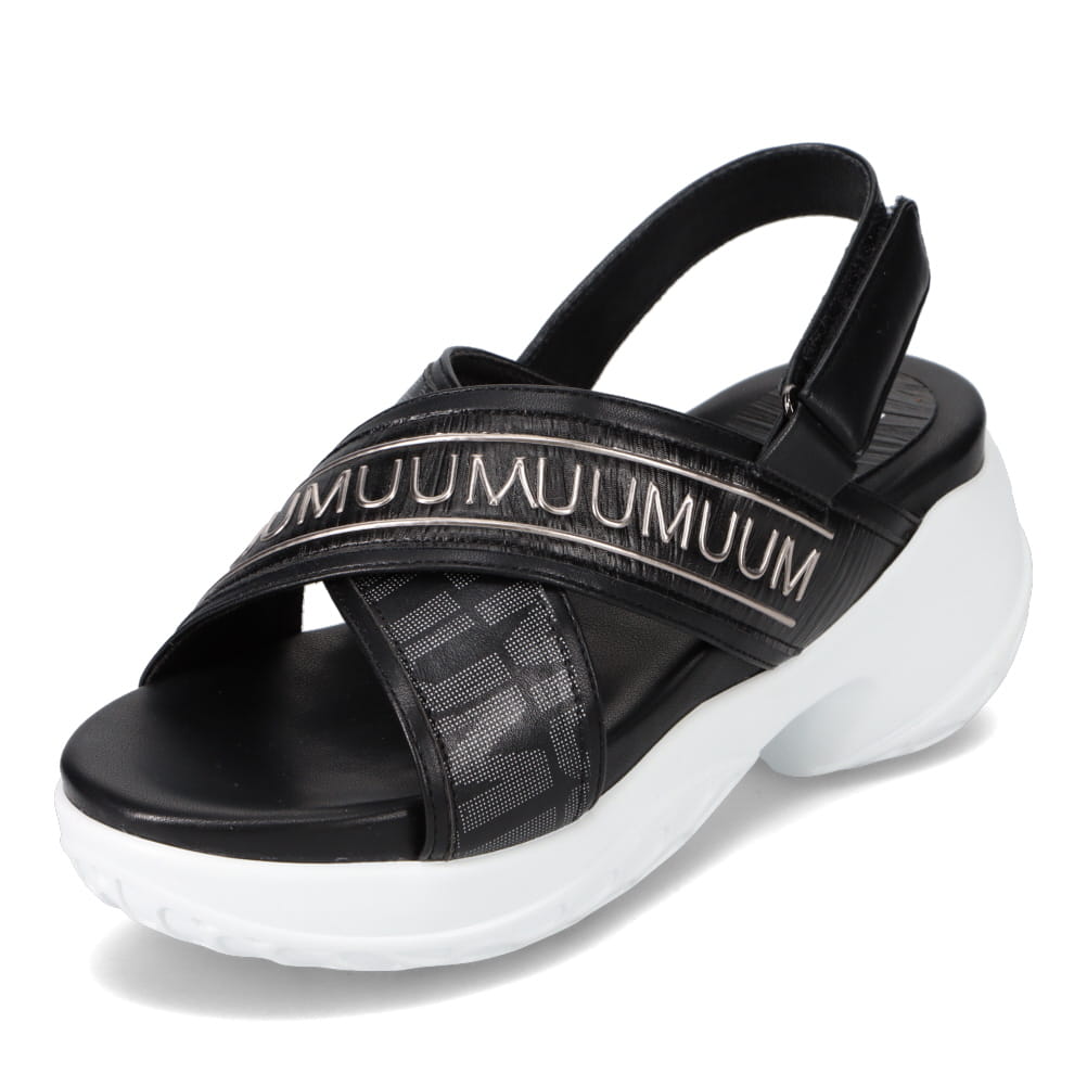 MUUM ムーム クロスストラップサンダル レディース ブラック | 靴