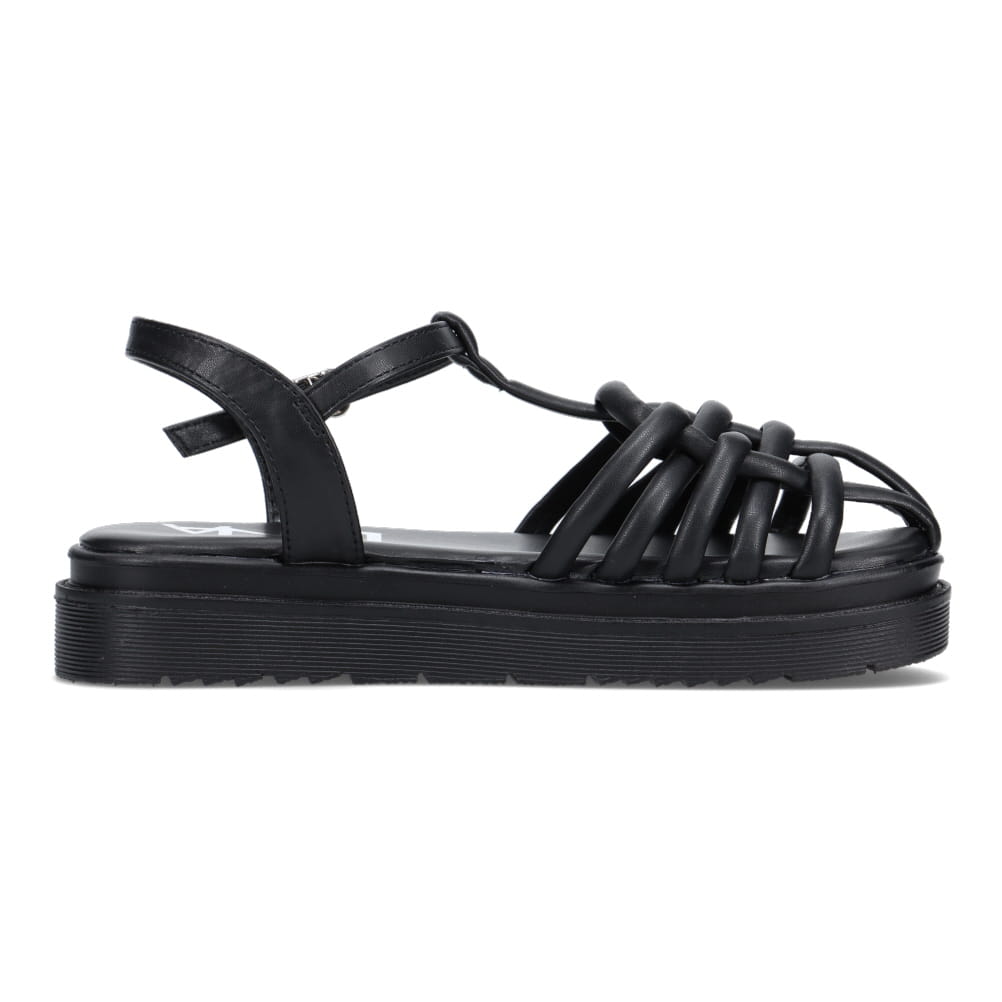 Lena レナ アンクルストラップフラットサンダル レディース ブラック