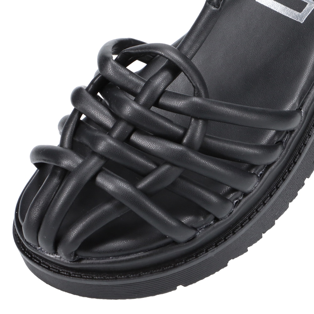 Lena レナ アンクルストラップフラットサンダル レディース ブラック