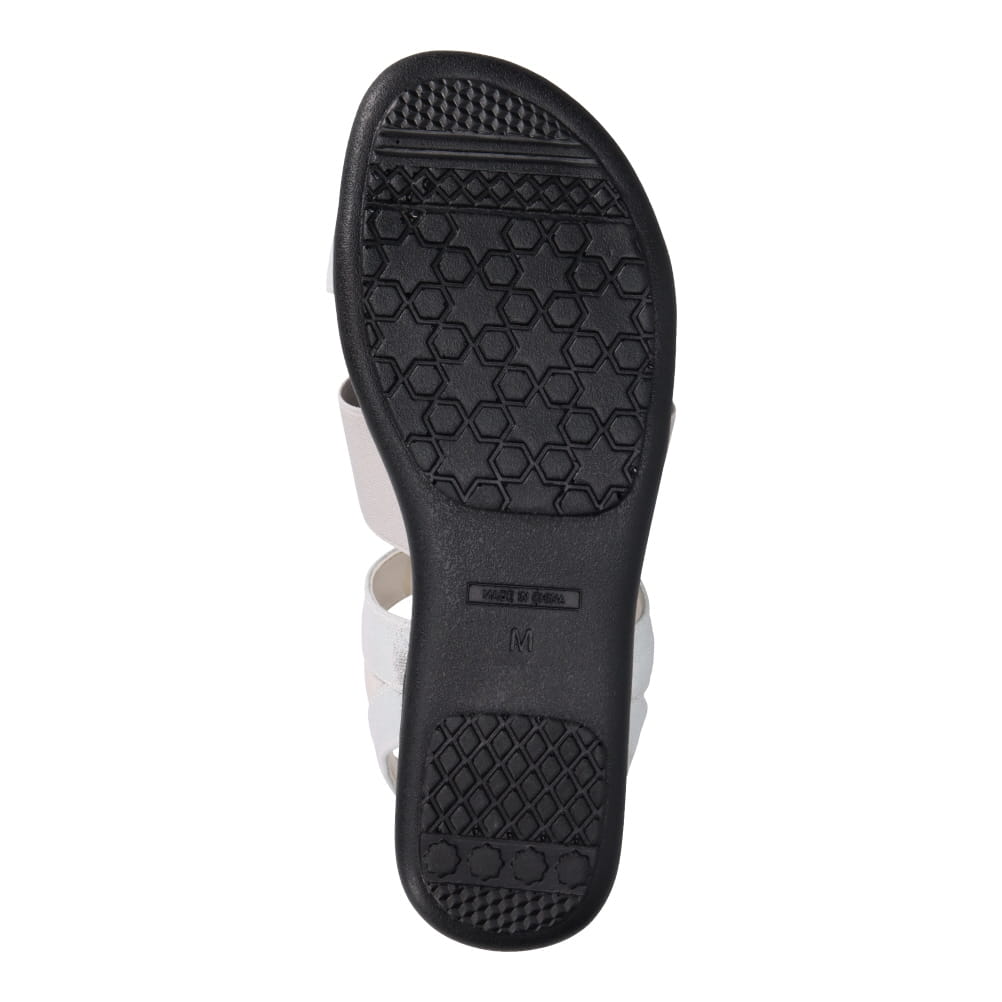 gather ギャザー ビジューバックルサンダル レディース シルバー