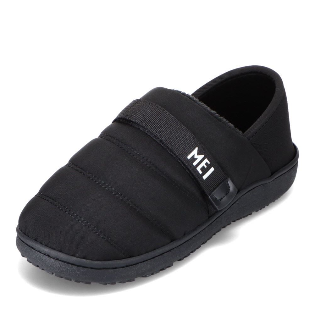 MEI メイ ダウン風かかとが踏めるモックシューズ レディース ブラック