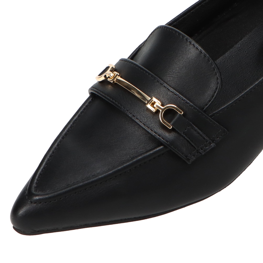 minia ミニア ポインテッドトゥビットローファー ブラック レディース