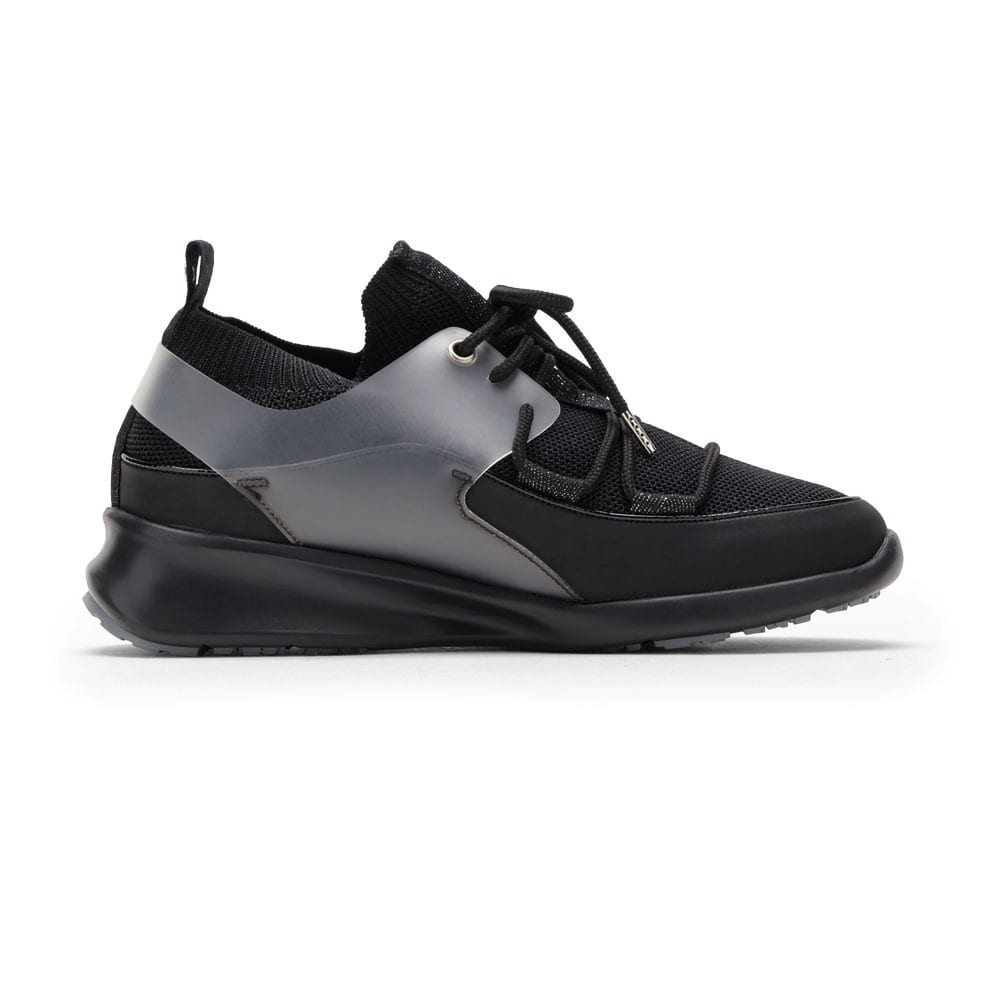 靴 elle ELLE SPORT エルスポーツ ニット編みウェッジスニーカー ブラック