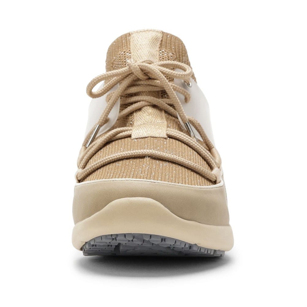 ELLE SPORT エルスポーツ ニット編みウェッジスニーカー ベージュ