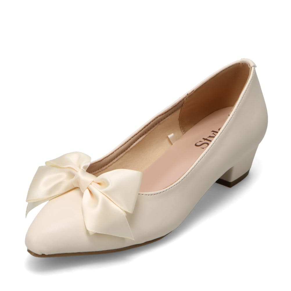 取り外し可能リボン付きパンプス