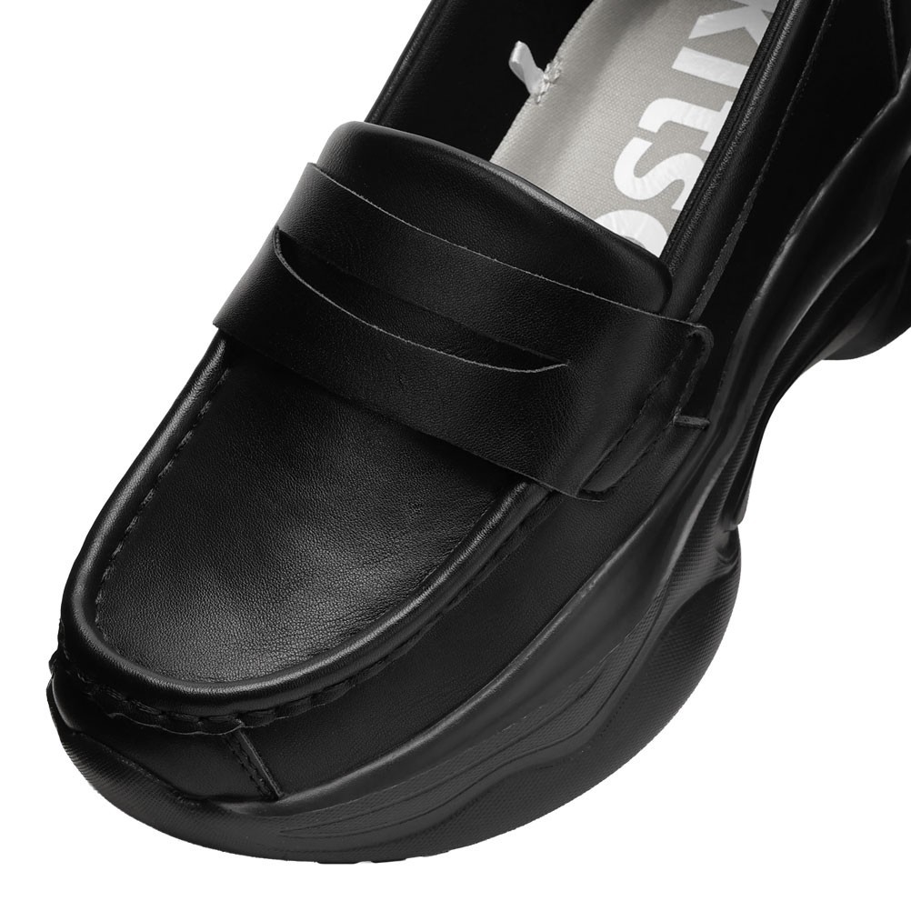 LA kitson エルエーキットソン 厚底コインローファー ブラック