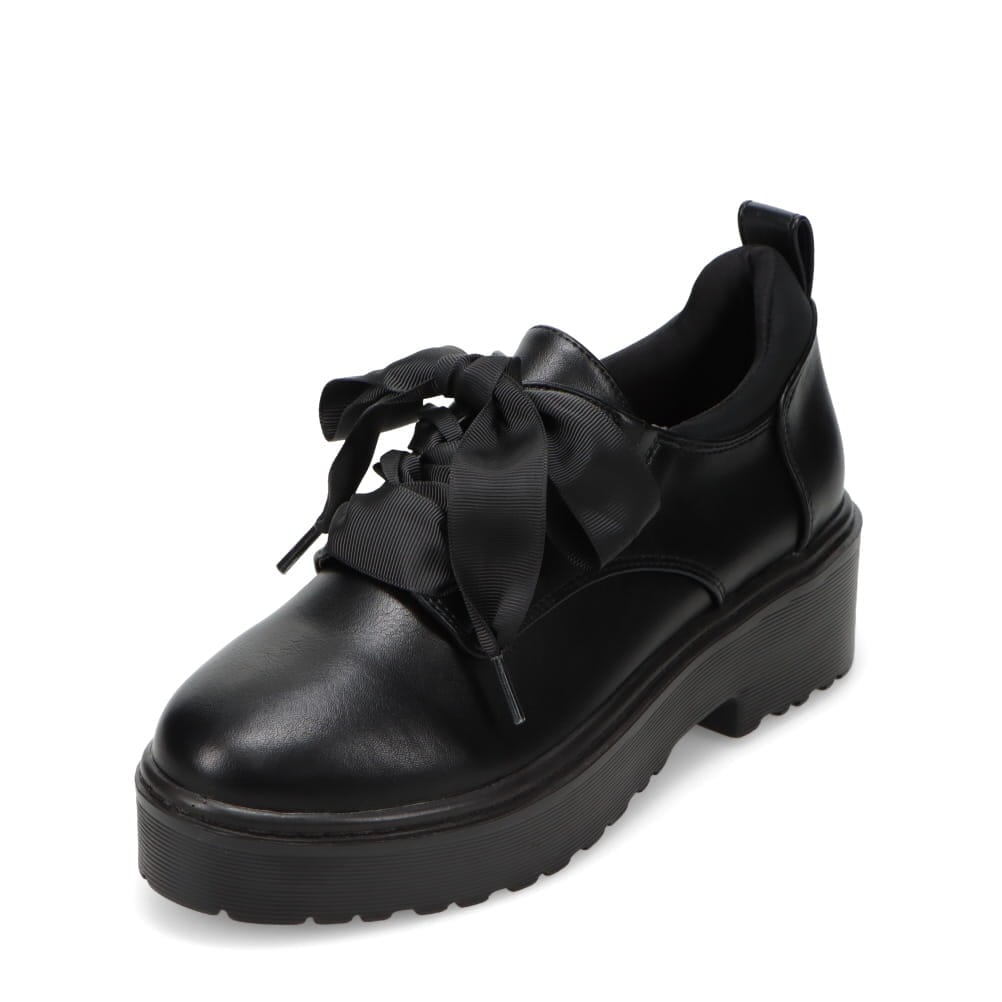 Zipper ジッパー 厚底レースアップシューズ ブラック レディース | 靴