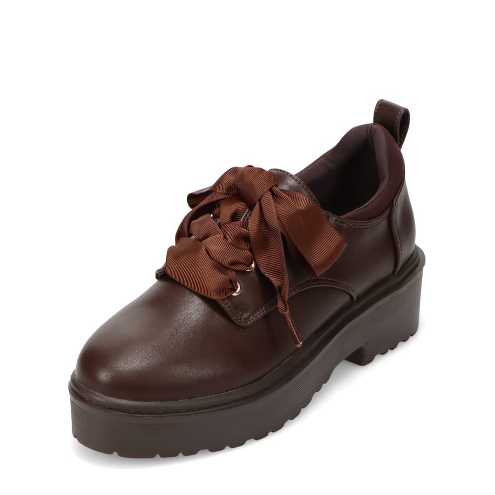 Zipper ジッパー 厚底レースアップシューズ ダークブラウン レディース