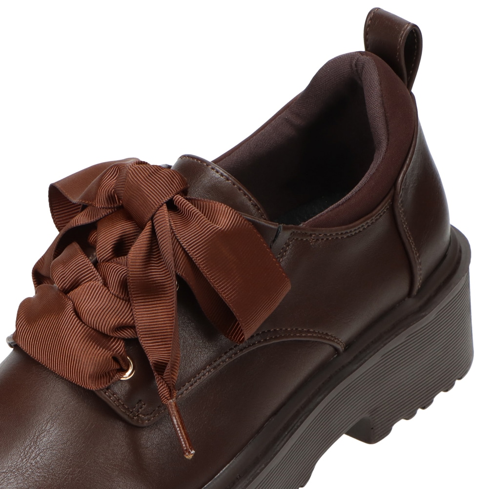 Zipper ジッパー 厚底レースアップシューズ ダークブラウン レディース