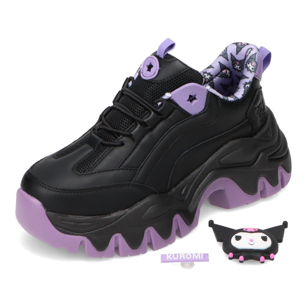 【KUROMI｜クロミ】スパットシューズ × サンリオキャラクターズ（厚底タイプ）手を使わずに履ける【22.5cm～25.0cm】