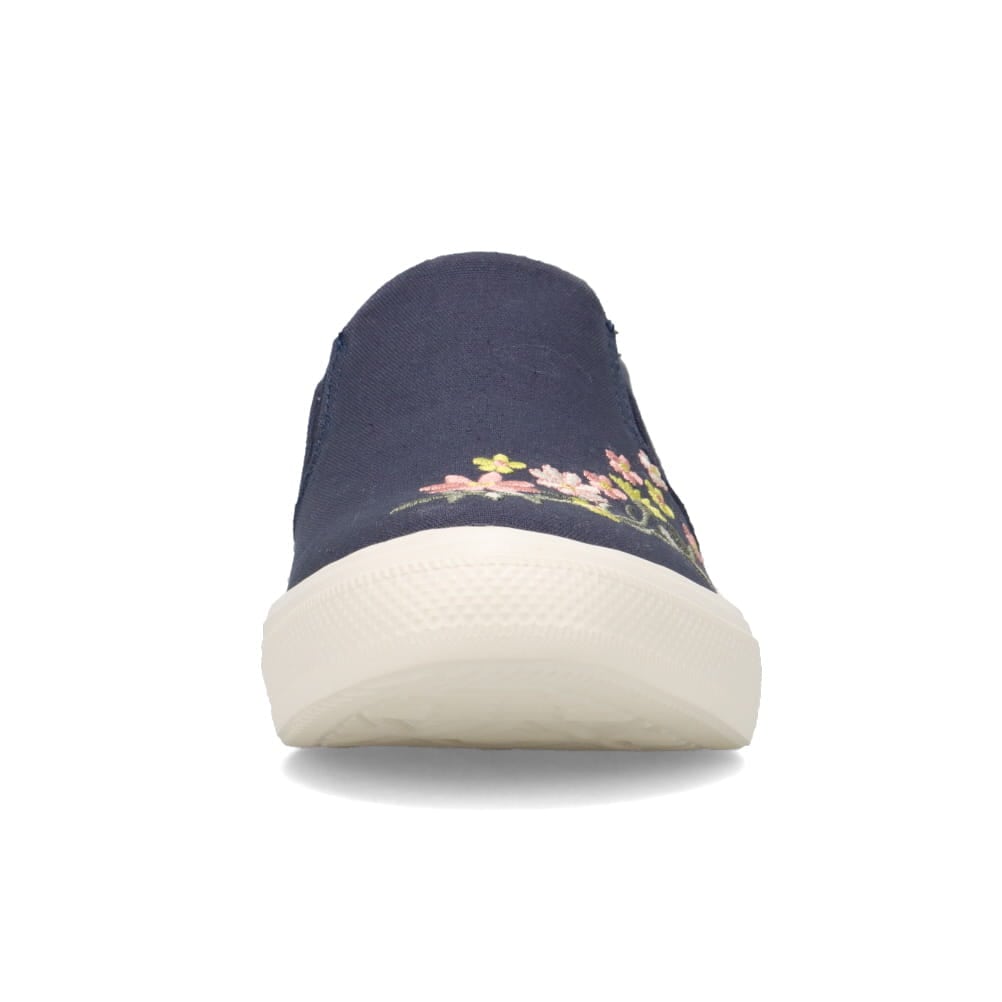 onni ELAMA オンニ エラマ 花柄刺繍スリッポン ネイビー レディース