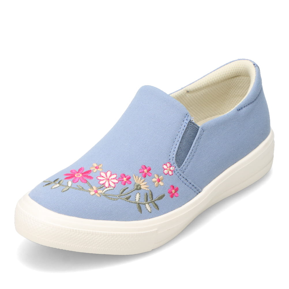onni ELAMA オンニ エラマ 花柄刺繍スリッポン ブルー レディース | 靴 