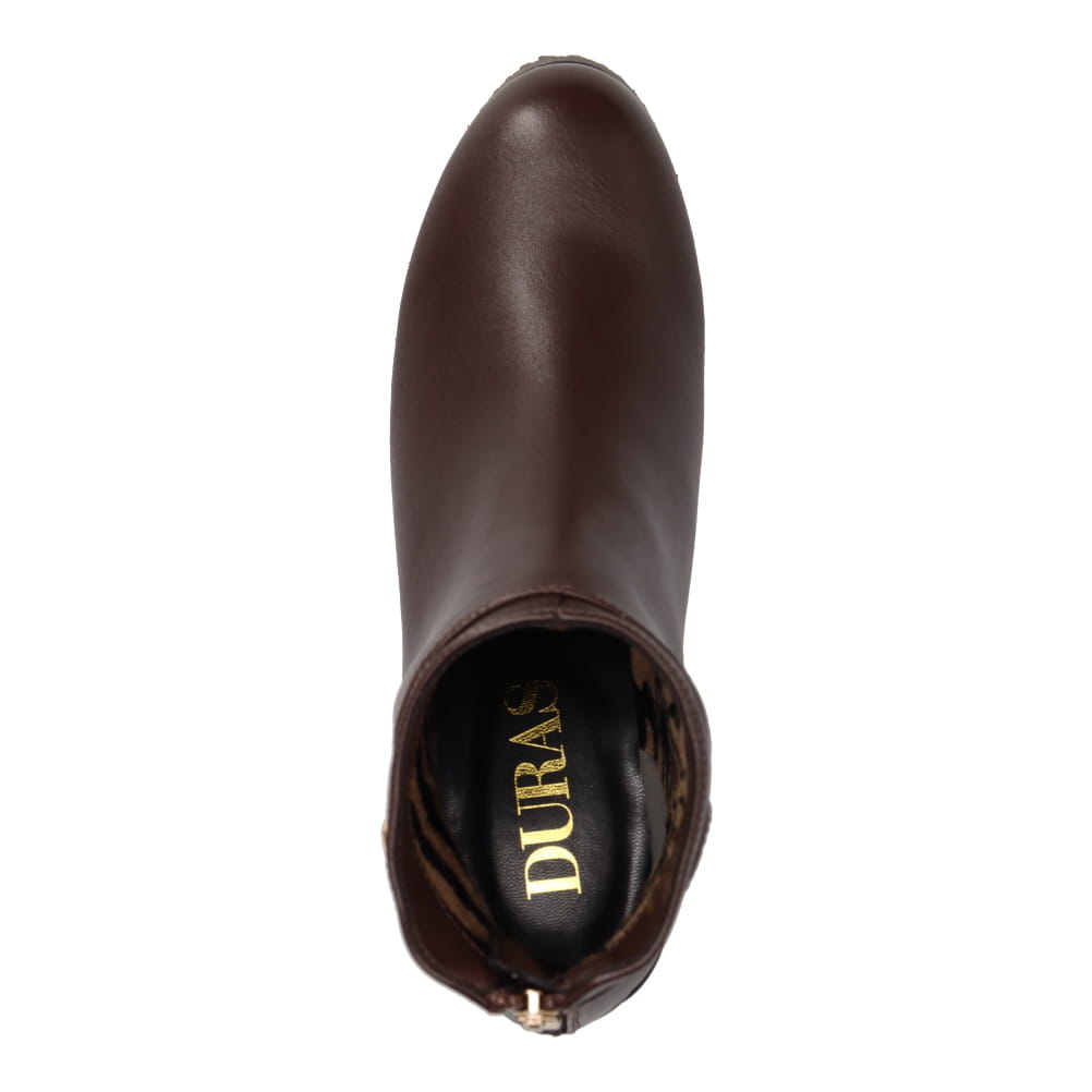 ブラウン　ブーツ　DURAS DURAS デュラス 防水バックファスナーショートブーツ レディース