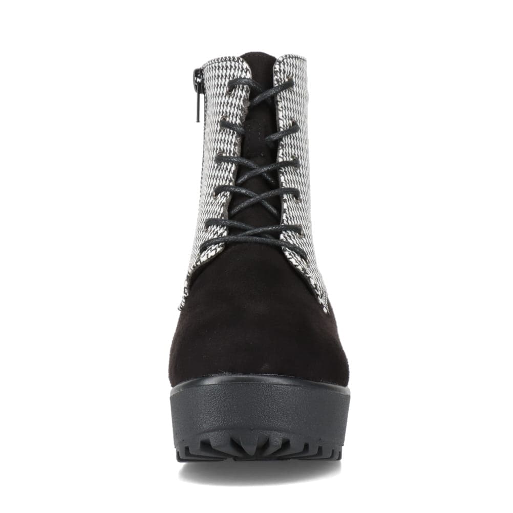 Zipper ジッパー 厚底レースアップブーツ レディース ブラック | 靴