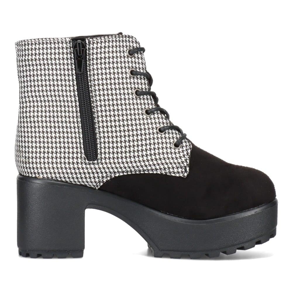 Zipper ジッパー 厚底レースアップブーツ レディース ブラック