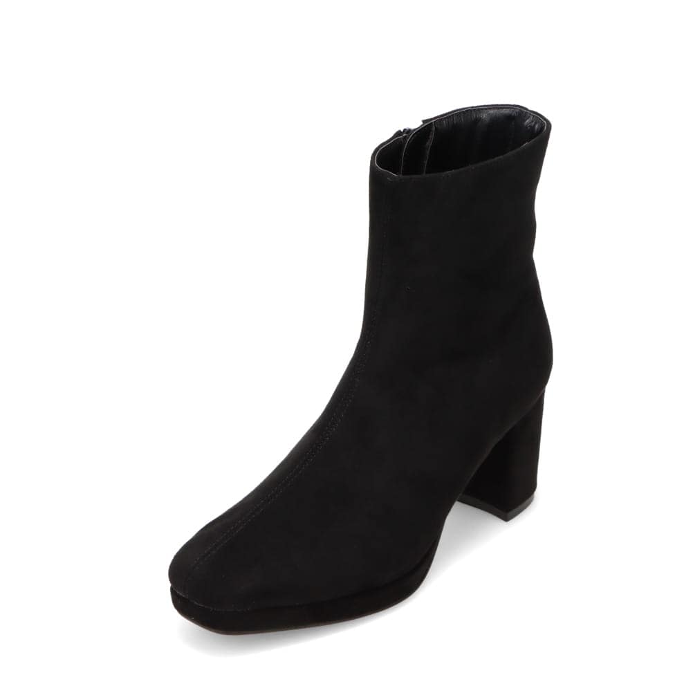 MUUM ムーム チャンキーヒールショートブーツ ブラック×スエード