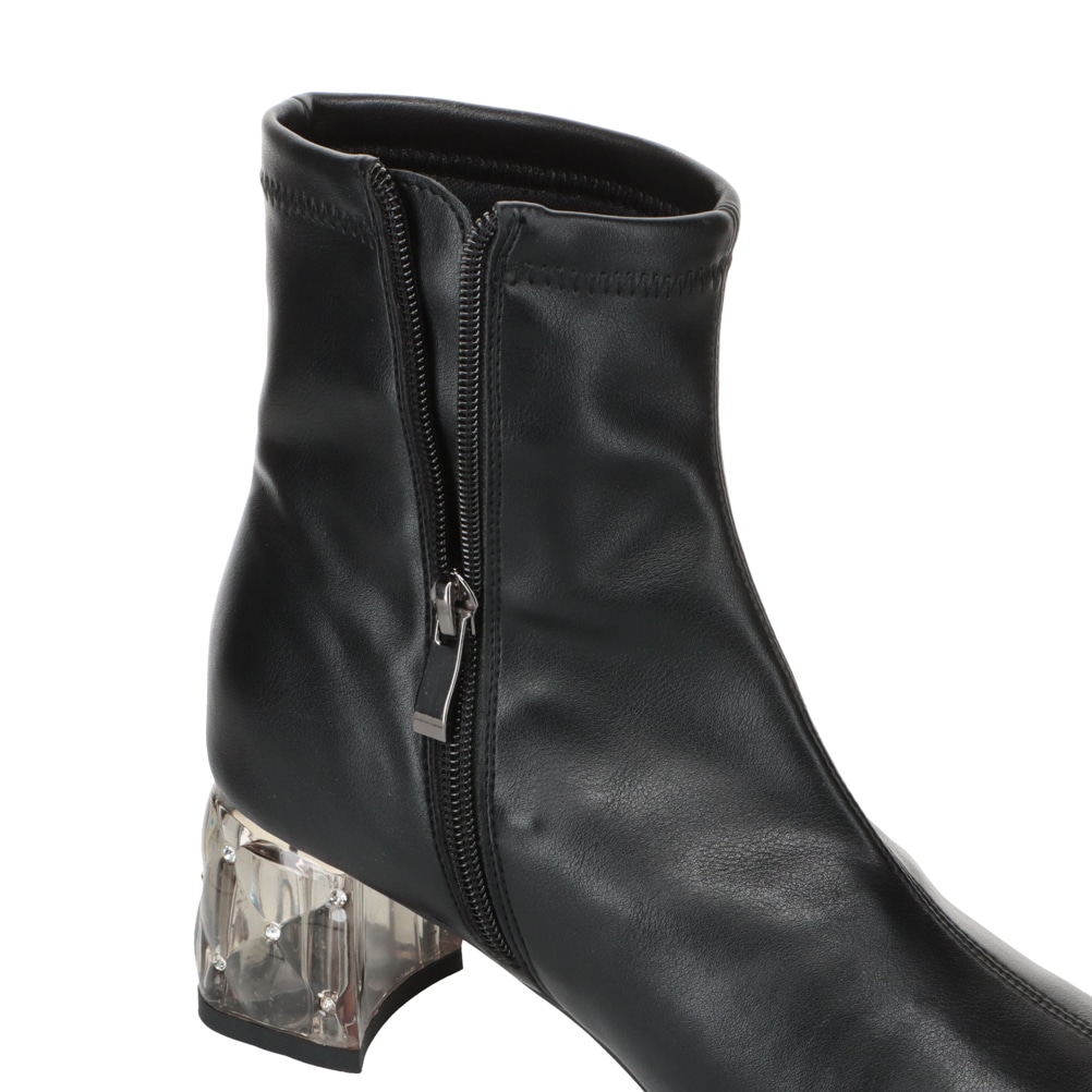 クリアヒールストレッチショートブーツ