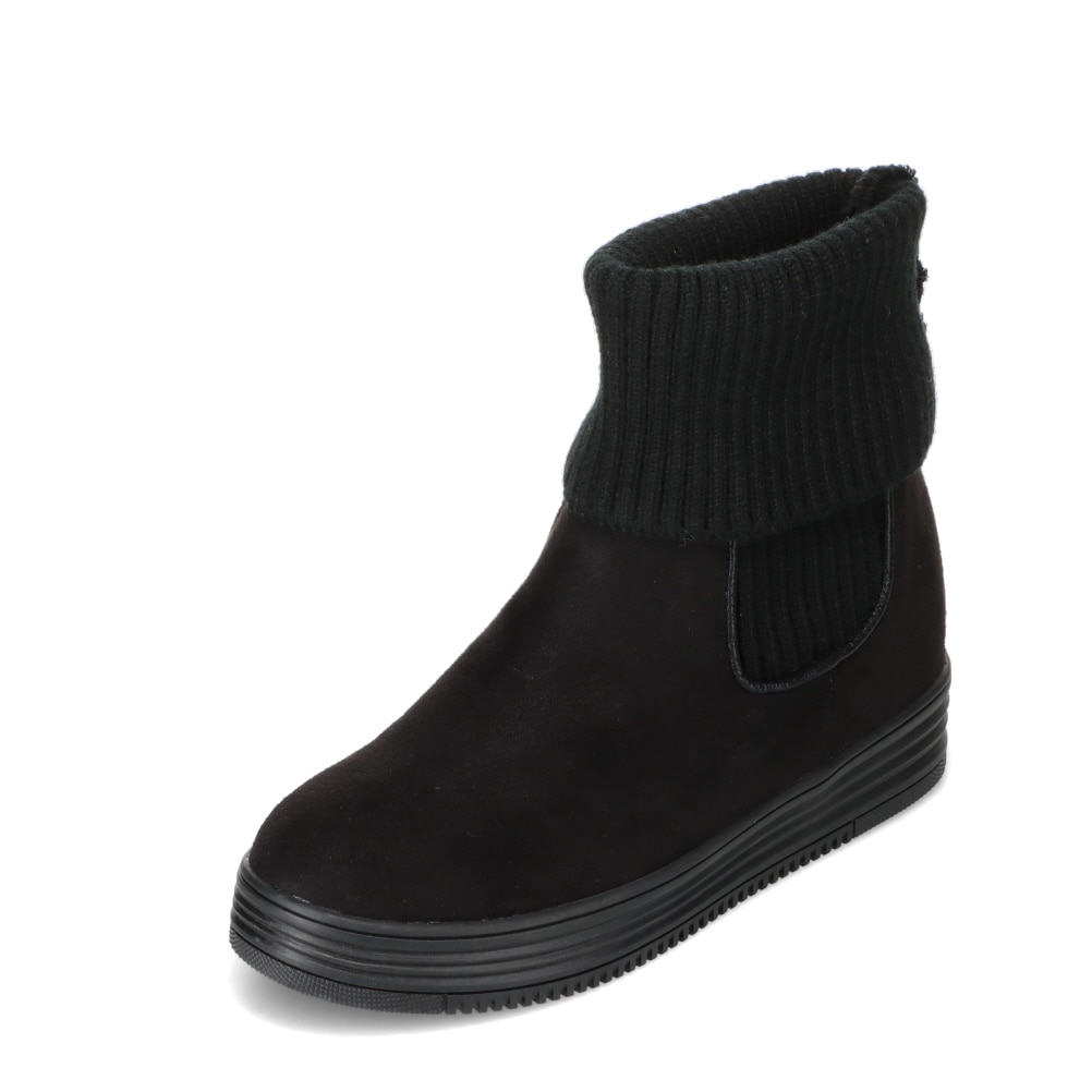 むー MUUM ムーム 2WAYインヒールニットブーツ ブラック×スエード