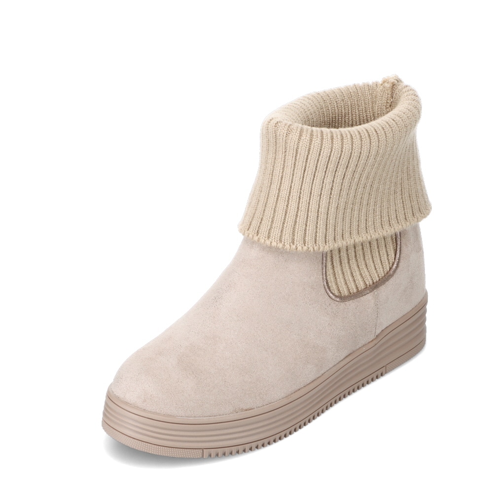 MUUM ムーム 2WAYインヒールニットブーツ ベージュ×スエード