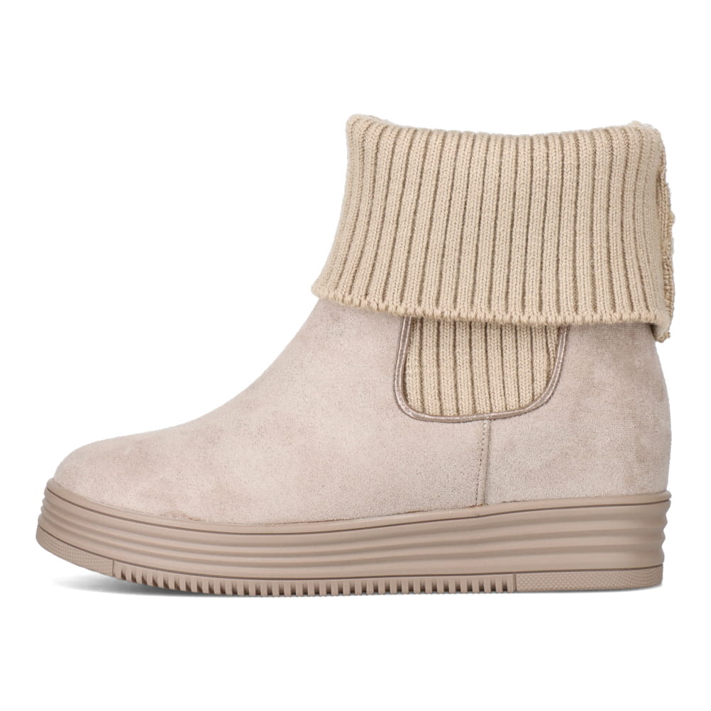 MUUM ムーム 2WAYインヒールニットブーツ ベージュ×スエード