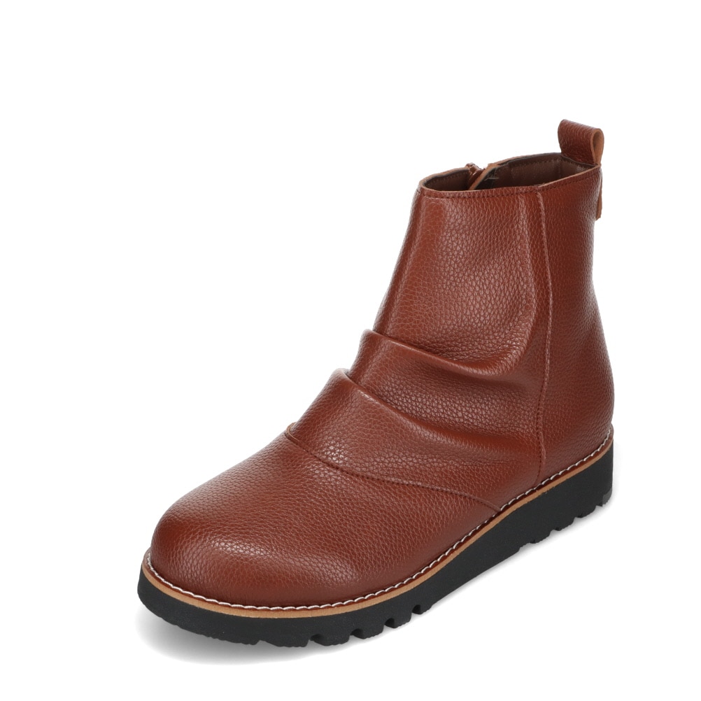 Shutte シュッテ サイドジップショートブーツ ブラウン レディース