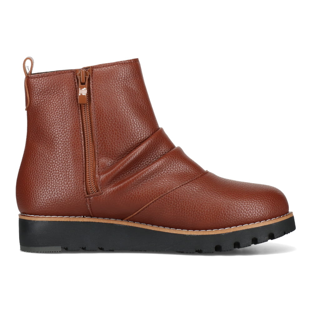 Shutte シュッテ サイドジップショートブーツ ブラウン レディース