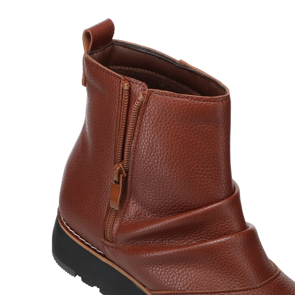 Shutte シュッテ サイドジップショートブーツ ブラウン レディース