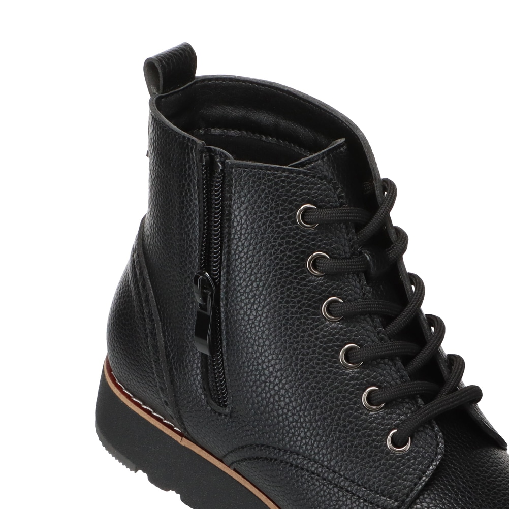 Shutte シュッテ サイドジップレースアップショートブーツ ブラック