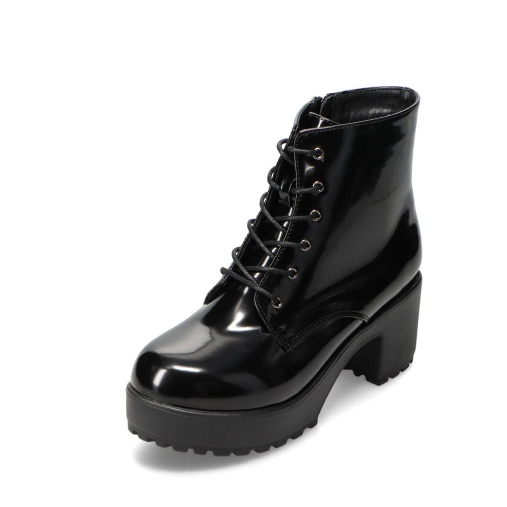 Zipper ジッパー 厚底レースアップブーツ レディース ブラック