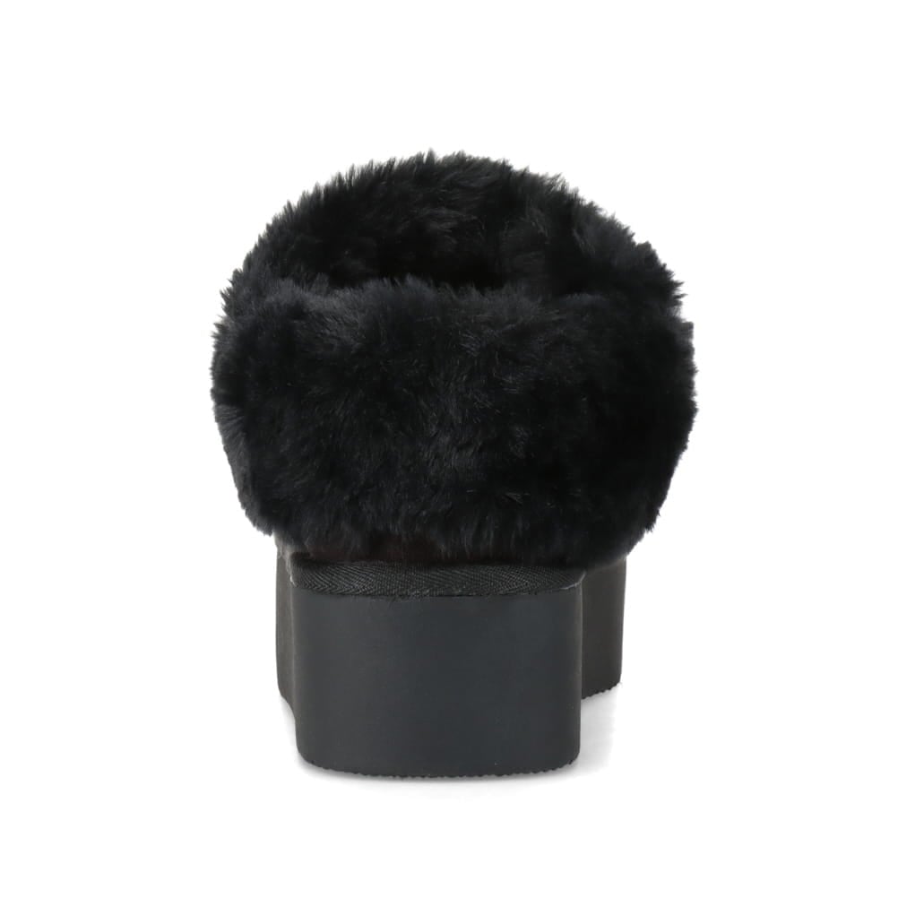 ぷぅモ MOZ sweden モズ スウェーデン 厚底ファーブーツ ブラック レディース