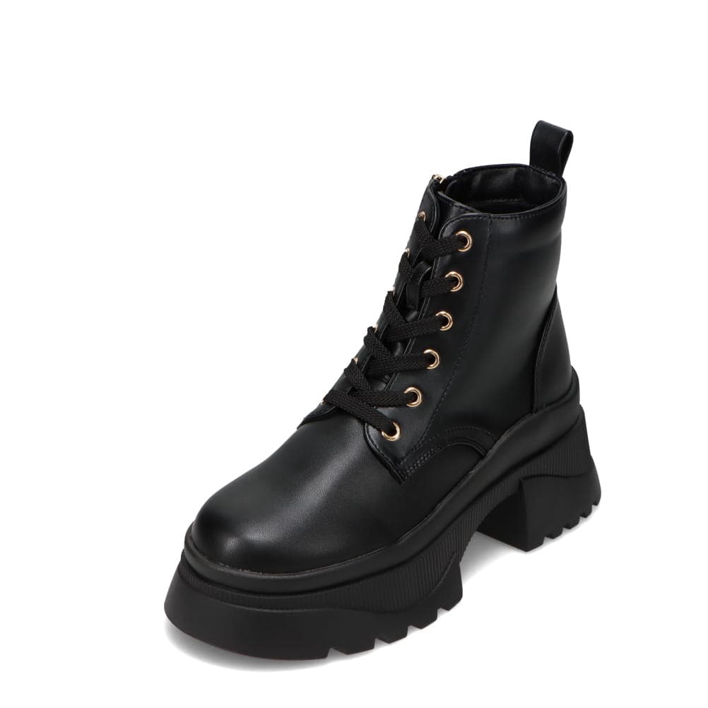 ローズファンファン ROSE FAN FAN RF-806A レディース靴 靴 シューズ 2E ブーツ レースアップ ショート 厚底 ファスナー ジッパー チャック ボリュームソール チャンキーソール トレンド シンプル ブラック ROSE FAN FAN ローズファンファン チャンキーヒールレースアップブーツ