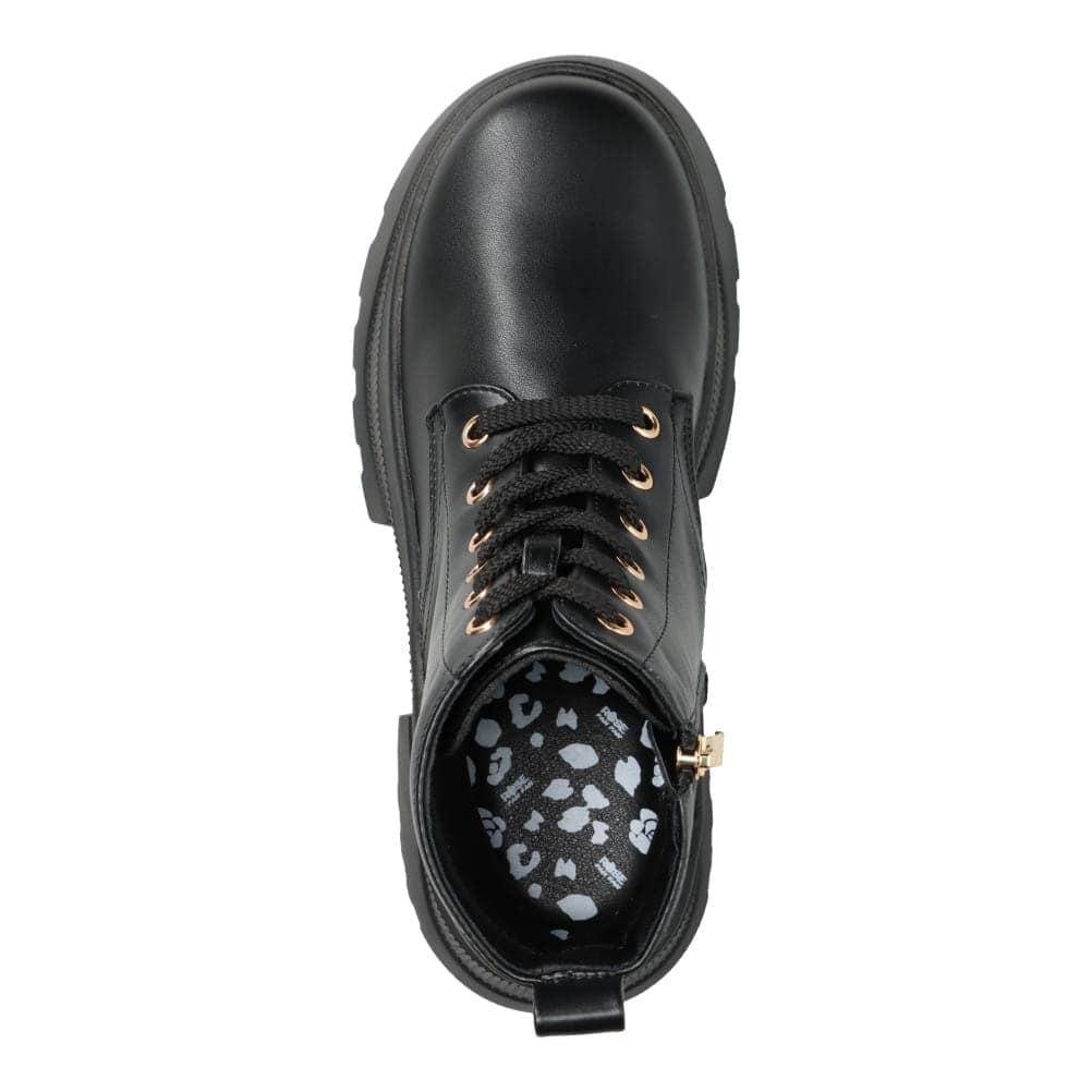 ローズファンファン ROSE FAN FAN RF-800A レディース靴 靴 シューズ 2E ブーツ レースアップ ショート 厚底 ファスナー ジッパー チャック トレンド シンプル ブラック ROSE FAN FAN ローズファンファン チャンキーヒールレースアップブーツ