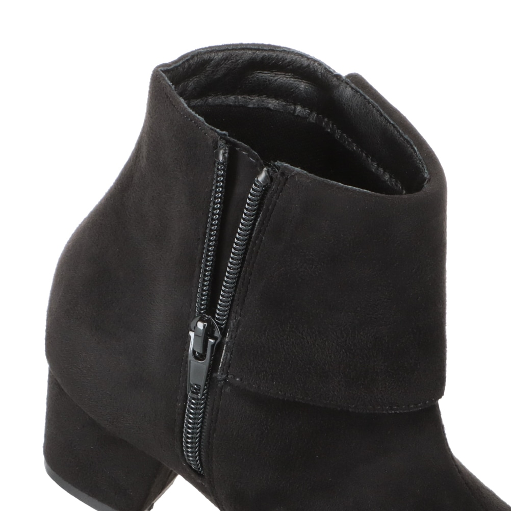 GRAPE ブラックショートブーツ ジッパー付き FRONT ZIP SHORT BOOTS/フロントジップショートブーツ｜WOMEN