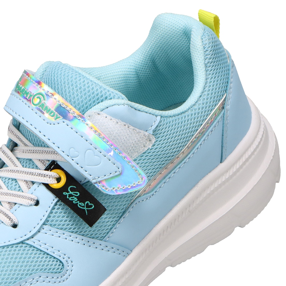 ランニングシューズ（ゴム紐＋ベルト）軽量 白底【16.0cm～18.0cm】